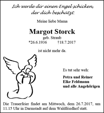 Traueranzeige von Margot Storck von Trauerportal Echo Online