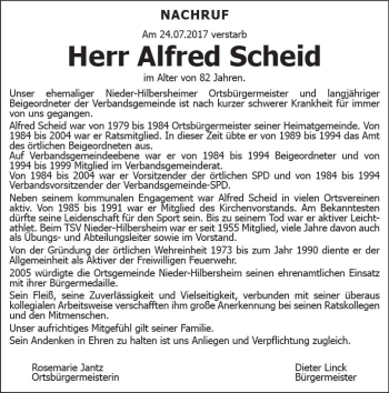 Traueranzeige von Alfred Scheid von Trauerportal Rhein Main Presse