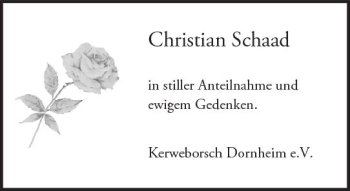 Traueranzeige von Christian Schaad von Trauerportal Echo Online