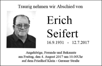 Traueranzeige von Erich Seifert von Trauerportal Echo Online
