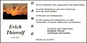 Traueranzeige von Erich Theirolf von Trauerportal Echo Online