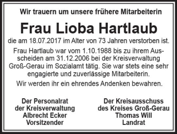 Traueranzeige von Lioba Hartlaub von Trauerportal Echo Online