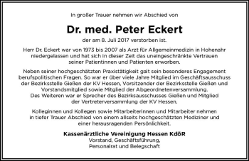 Traueranzeige von Peter Eckert von  Gießener Anzeiger