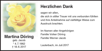 Traueranzeige von Martina Döring von VRM Trauer