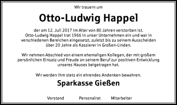Traueranzeige von Otto-Ludwig Happel von  Gießener Anzeiger