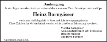 Traueranzeige von Heinz Borngässer von Trauerportal Rhein Main Presse
