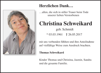 Traueranzeige von Christina Schweikard von Trauerportal Rhein Main Presse