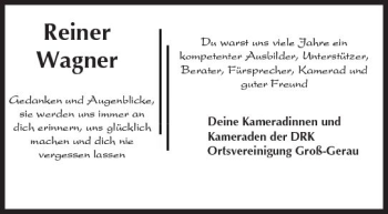 Traueranzeige von Reiner Wagner von Trauerportal Rhein Main Presse