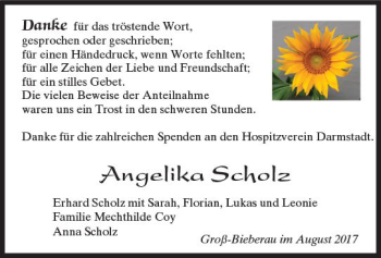 Traueranzeige von Angelika Scholz von Trauerportal Rhein Main Presse