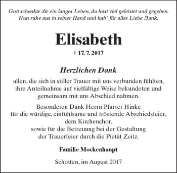 Traueranzeige von Elisabeth  von  Kreisanzeiger