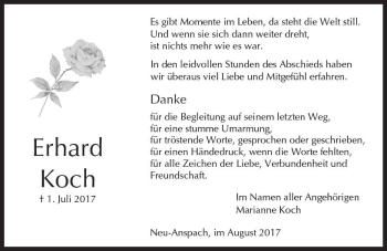 Traueranzeige von Erhard Koch von  Usinger Anzeiger
