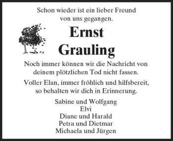 Traueranzeige von Ernst Grauling von  Camberger Anzeiger