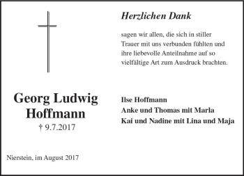Traueranzeige von Georg Ludwig Hoffmann von Trauerportal Rhein Main Presse