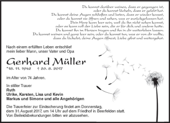 Traueranzeige von Gerhard Müller von Trauerportal Echo Online