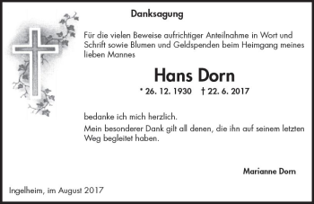 Traueranzeige von Hans Dorn von Trauerportal Rhein Main Presse
