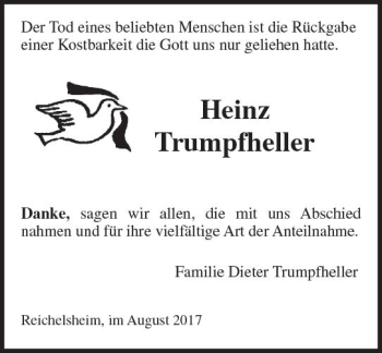 Traueranzeige von Heinz Trumpfheller von Trauerportal Echo Online