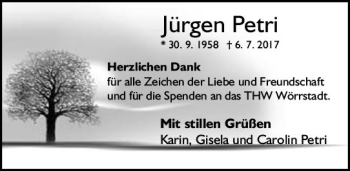 Traueranzeige von Jürgen Petri von Trauerportal Rhein Main Presse