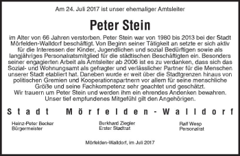 Traueranzeige von Peter Stein von Trauerportal Echo Online