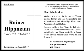 Traueranzeige von Rainer Hippmann von VRM Trauer