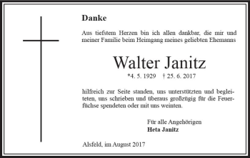 Traueranzeige von Walter Janitz von VRM Trauer