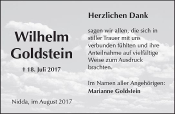 Traueranzeige von Wilhelm Goldstein von  Kreisanzeiger