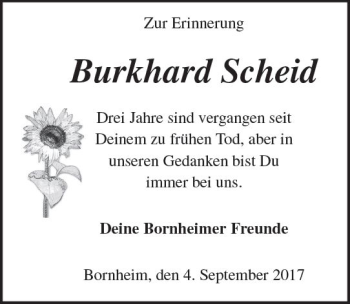 Traueranzeige von Burkhard Scheid von Trauerportal Rhein Main Presse