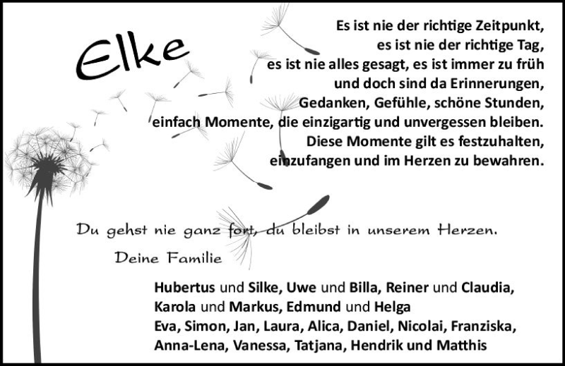  Traueranzeige für Elke Mader vom 22.09.2017 aus Trauerportal Echo Online