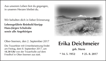 Traueranzeige von Erika Deichmeier von  Kreisanzeiger