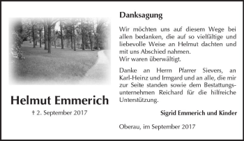 Traueranzeige von Helmut Emmerich von  Kreisanzeiger