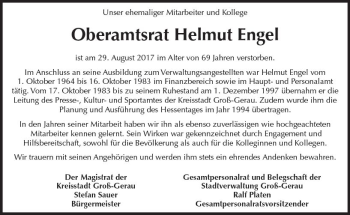 Traueranzeige von Helmut Engel von Trauerportal Echo Online