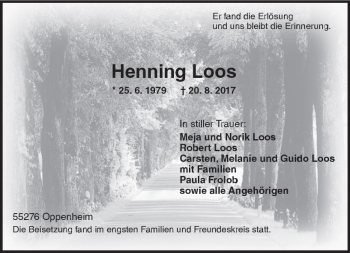 Traueranzeige von Henning Loos von Trauerportal Rhein Main Presse