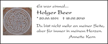 Traueranzeige von Holger Beer von Trauerportal Rhein Main Presse