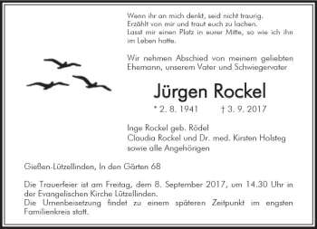 Traueranzeige von Jürgen Rockel von  Gießener Anzeiger