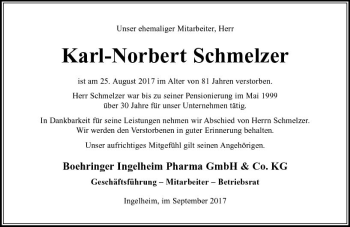 Traueranzeige von Karl-Norbert Schmelzer von Trauerportal Rhein Main Presse