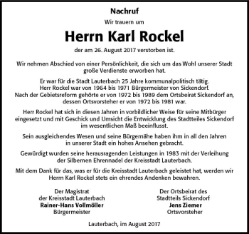 Traueranzeige von Karl Rockel von VRM Trauer