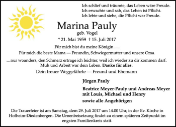 Traueranzeige von Marina Pauly von  Wiesbaden komplett