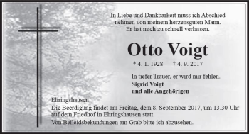 Traueranzeige von Otto Voigt von VRM Trauer