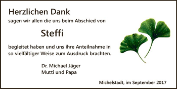 Traueranzeige von Steffi Schröder von Trauerportal Echo Online