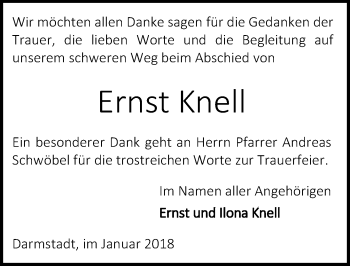 Traueranzeige von Ernst Knell von VRM Tageszeitungen