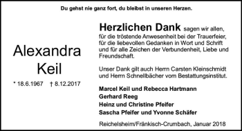 Traueranzeige von Alexandra Keil von Trauerportal Rhein Main Presse