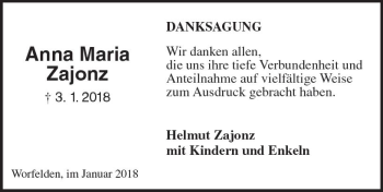 Traueranzeige von Anna Maria Zajonz von Trauerportal Rhein Main Presse