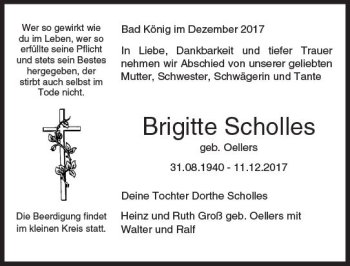 Traueranzeige von Brigitte Scholles von Trauerportal Rhein Main Presse