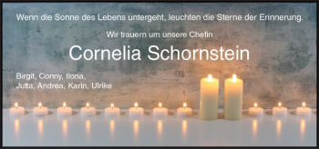 Traueranzeige von Cornelia Schornstein von VRM Trauer