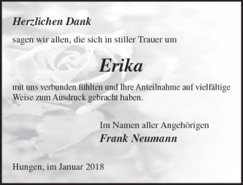 Traueranzeige von Erika Neumann von  Gießener Anzeiger