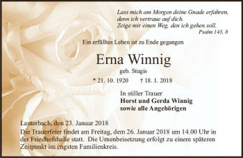 Traueranzeige von Erna Winnig von VRM Trauer