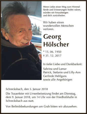 Traueranzeige von Georg Hölscher von VRM Trauer