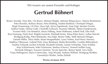 Traueranzeige von Gertrud Böhnert von Trauerportal Rhein Main Presse