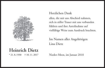 Traueranzeige von Heinrich Dietz von VRM Trauer