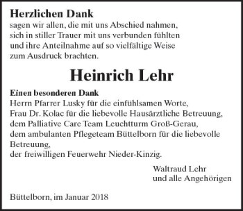 Traueranzeige von Heinrich Lehr von Trauerportal Rhein Main Presse