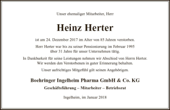 Traueranzeige von Heinz Herter von Trauerportal Rhein Main Presse